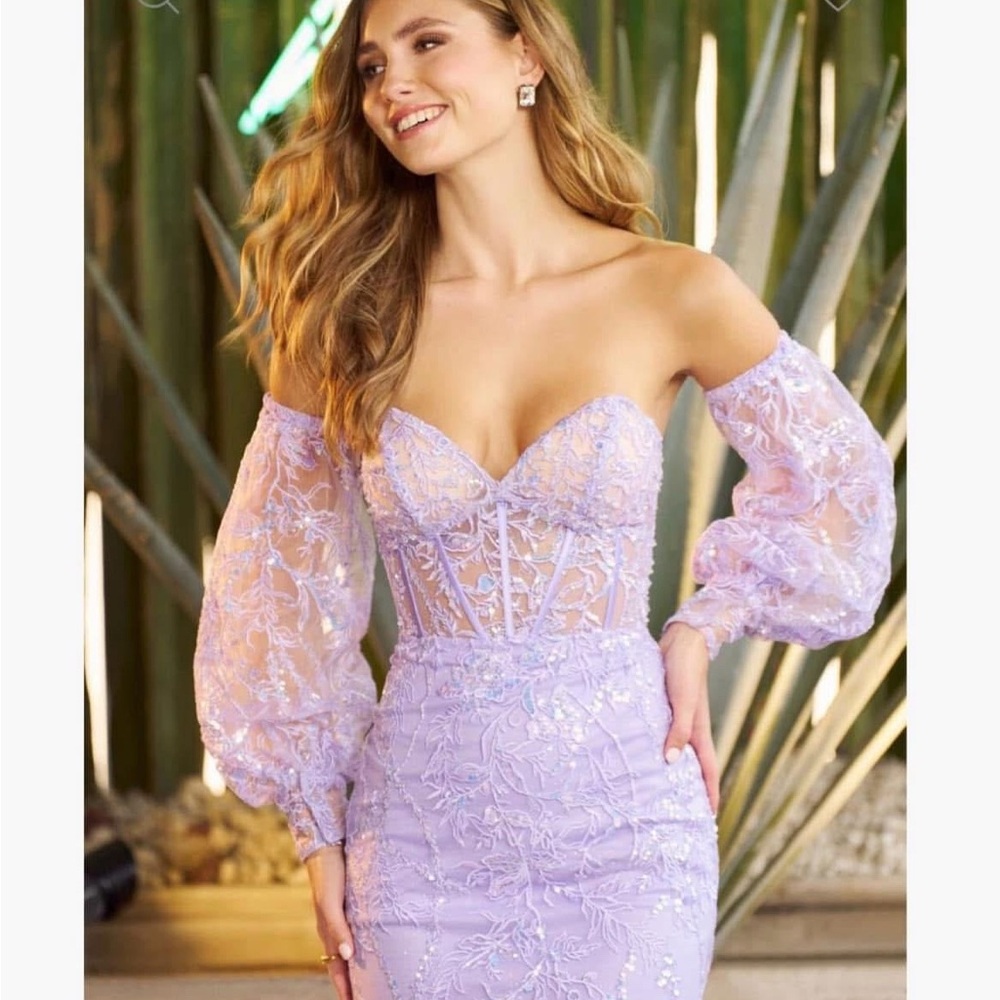Sherri Hill Strapless Lavender Dress
